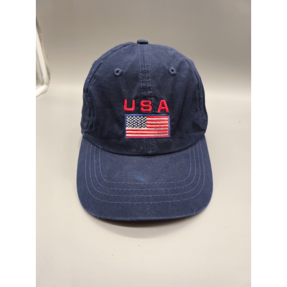 VTG Cobra Caps USA Flag Embroidered Strap‎ back Hat Blue